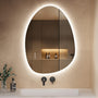 S'AFIELINA Asymmetrischer LED Badspiegel 75x55cm – Dimmbar, Beschlagfrei. Dimmbare LED-Beleuchtung und integrierte Heizmatte für klares Sichtfeld im Bad.