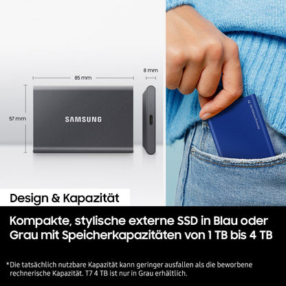 Samsung Portable SSD T7 Externe SSD 1TB Grau MU-PC1T0T/WW