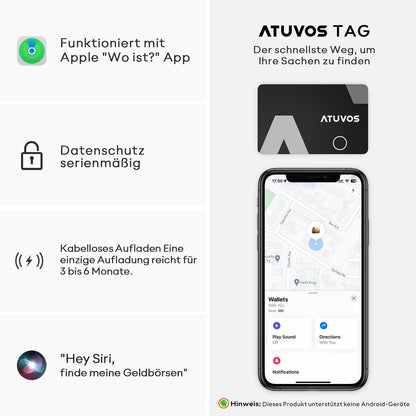 ATUVOS Air Tag Card, ultradünner Bluetooth Tracker, 2er Pack