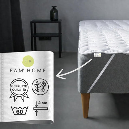 FAM Home Matratzenschoner 180 x 200 cm, waschbare Mikrofaser, weiss