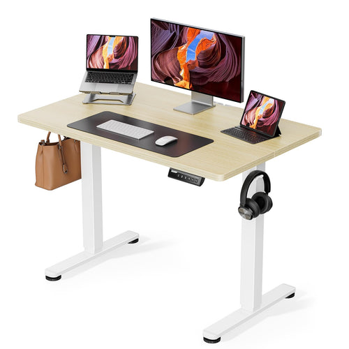 ErGear Schreibtisch Elektrisch Höhenverstellbar - 100x60 cm. Rechteckiger Arbeitstisch. Passt sich elektrisch für Sitzen & Stehen an.