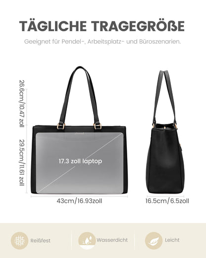 LOVEVOOK Laptoptasche Damen 17 Zoll Schultertasche Schwarz