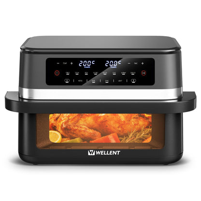 WELLENT Heissluftfritteuse 12L Dual Zone Airfryer XXL Doppelkammer