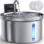 FEELNEEDY Katzenbrunnen Edelstahl 3,5 L, kabellos mit Sensor und Akku, Trinkbrunnen mit Wasserstandsfenster