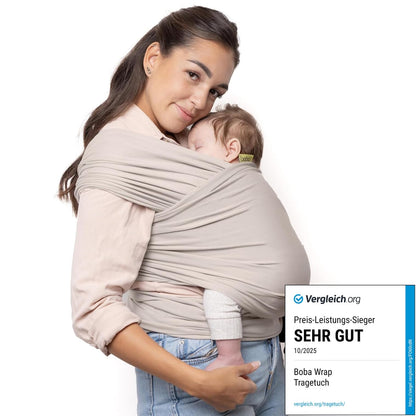 Boba Babytragetuch aus Baumwollfrottee, ab Geburt bis 15 kg, Beige