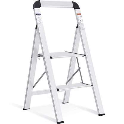 KINGRACK WKAU3003-2F Trittleiter 2 Stufen Aluminium klappbar Silber
