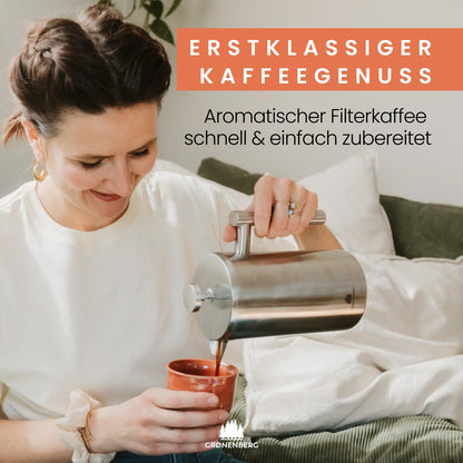 Groenenberg French Press Edelstahl Thermo Kaffeebereiter bis 1 Liter