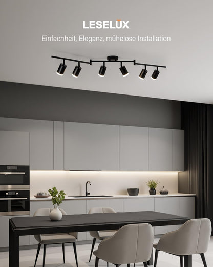 Leselux LED Deckenstrahler 6-flammig, schwarz, GU10, schwenkbar