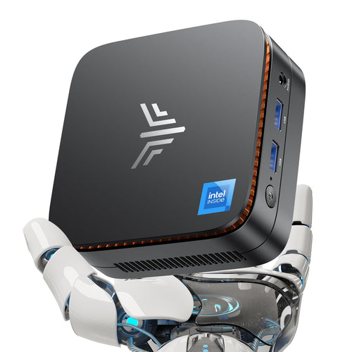 NiPoGi Essenx E1 Mini PC - Intel N97, 16GB, 1TB SSD, Win 11 Pro: Schwarzer rechteckiger PC für Office/Heim.