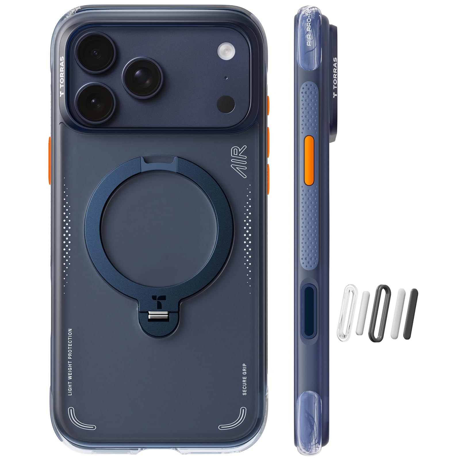 TORRAS Ostand Q3 Air Handyhülle - iPhone 17 Pro Max Mitternachts. Schwarze, schlanke Schutzhülle mit integriertem Ständer.