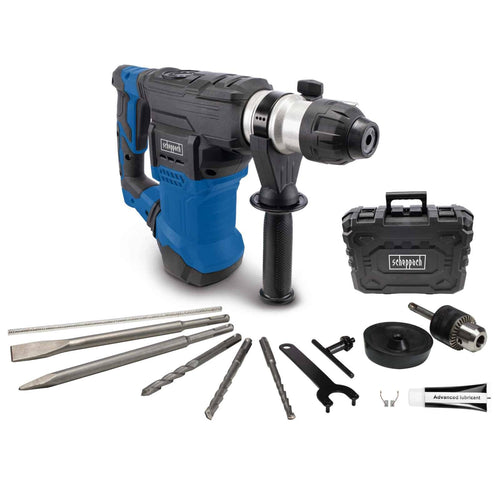 Scheppach Bohrhammer DH1500 Plus 4in1. SDS-Plus mit 1500W und 7Joule für Hammerbohren und Meißeln in Beton.