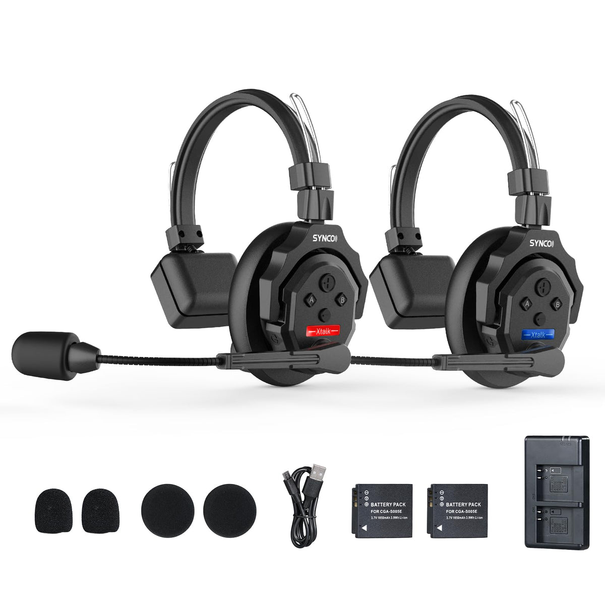SYNCO XTALK X2 Wireless Intercom Headset, 2,4 GHz Vollduplex, 2er-Set