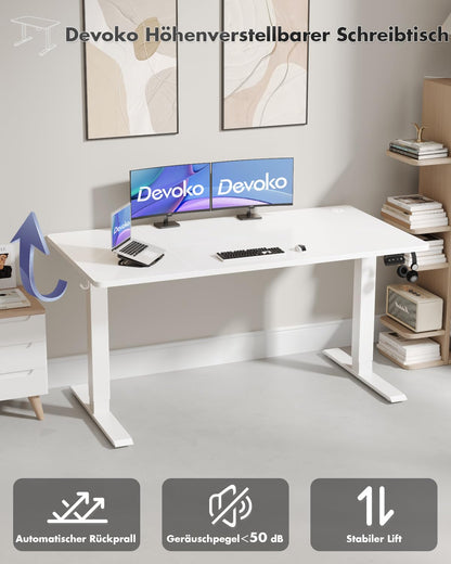 Devoko Elektrischer Steh-Sitz Schreibtisch – 100x60cm Weiss