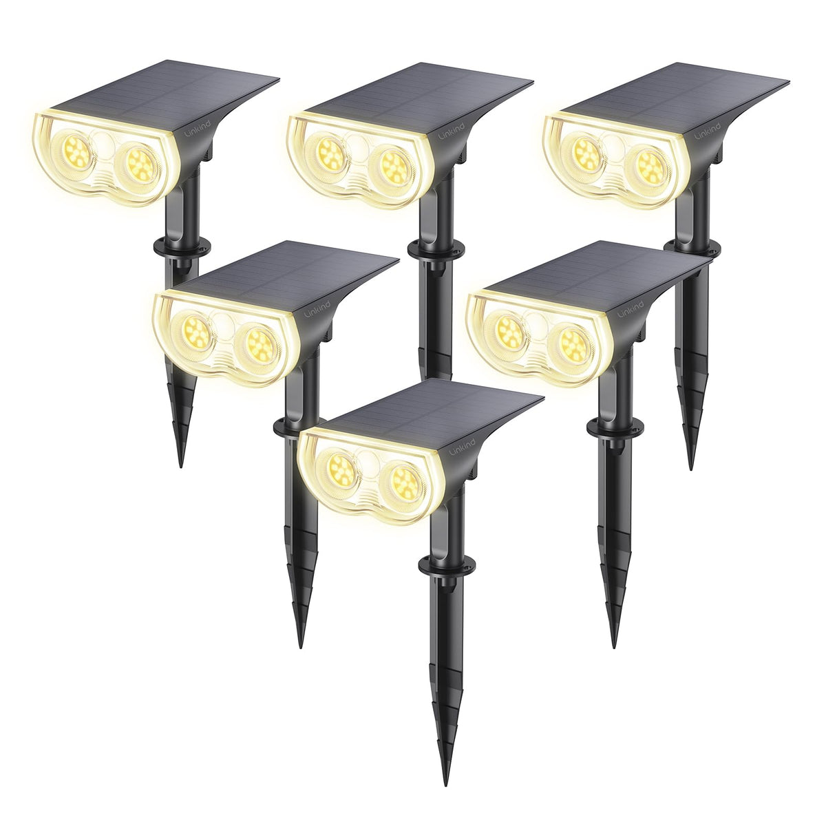 Linkind Solarstrahler Garten 800 lm, 3000 K warmweiss, IP65, 6 Stück zur Boden- oder Wandmontage