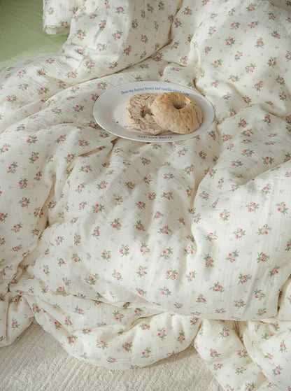 AShanlan Musselin Bettwäsche Set 135x200 cm Rosa mit Blumenmuster