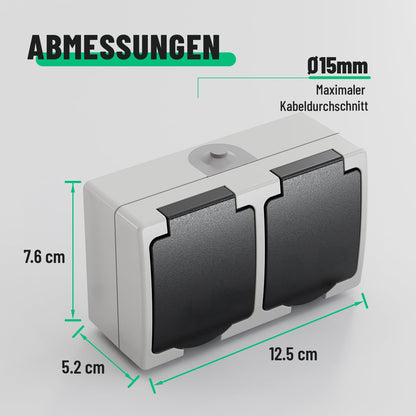 greate Feuchtraumsteckdose Aufputz 2-fach IP54, 10er-Set