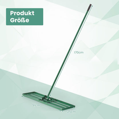 COSTWAY Rasen Nivellierrechen Metall, 91 × 25 cm, ergonomischer Griff