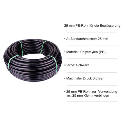 Verdone PE Rohr 25mm 100m PN6 Bewässerungsrohr für Gartenbewässerung