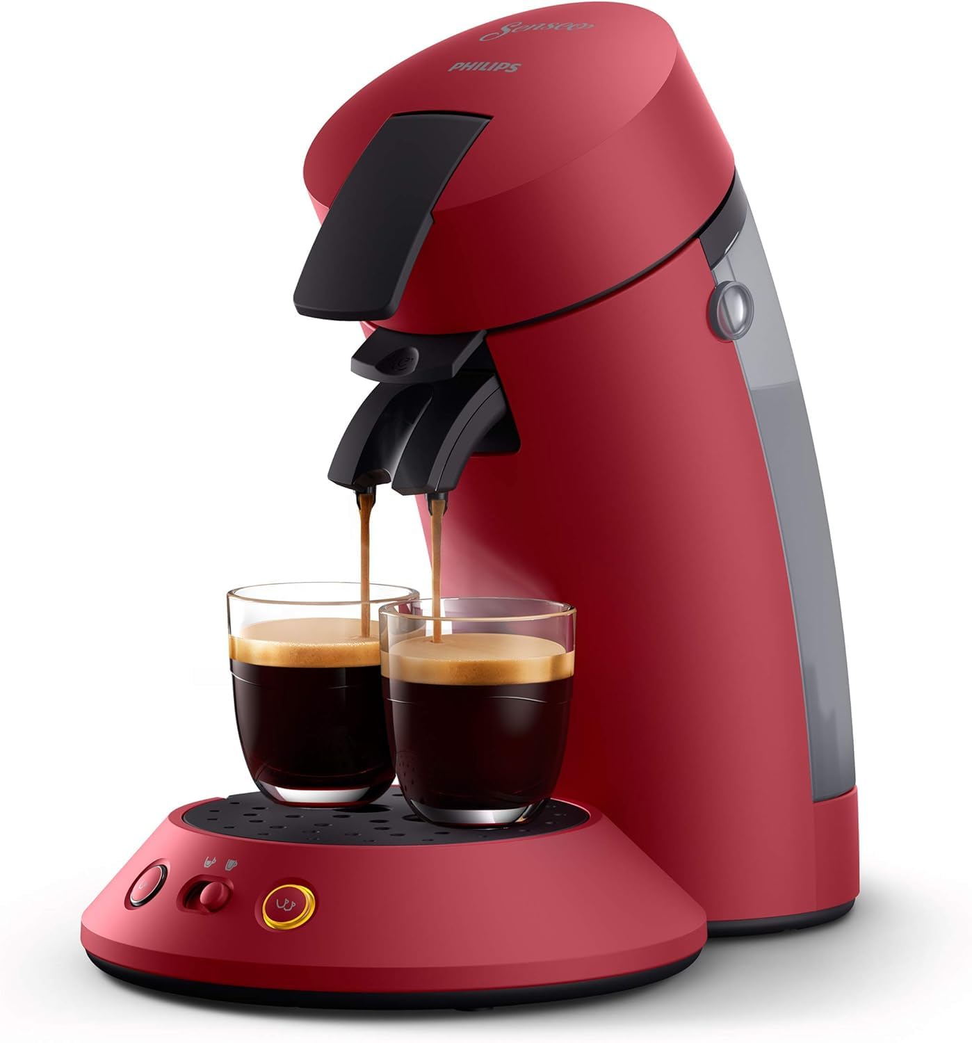 Philips Senseo Original Plus Kaffeepadmaschine - rot CSA210/90. Rote, kompakte Padmaschine zum schnellen Brühkaffee aus Kaffeepads.