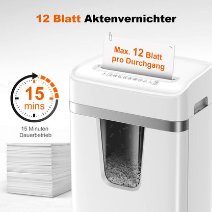 Bonsaii Aktenvernichter Schredder C282-A - P-4 Kreuzschnitt 12 Blatt