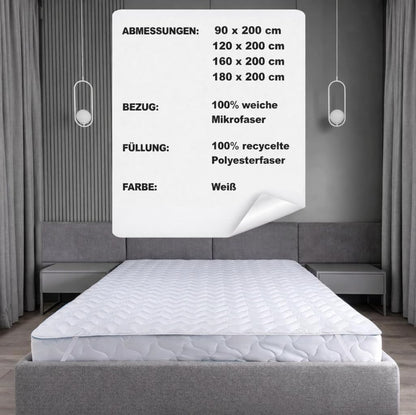 FAM Home Matratzenschoner 180 x 200 cm, waschbare Mikrofaser, weiss