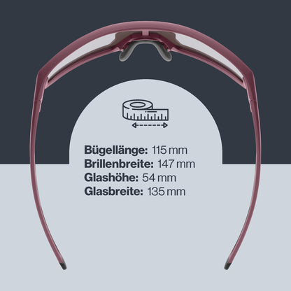 uvex skyryse Sportbrille, burgundy matt/rose mirror, one size