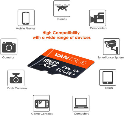 VANTRUE 256GB microSD Speicherkarte UHS-I U3 4K inkl. SD-Adapter