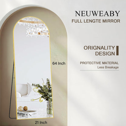 NEUWEABY Ganzkörperspiegel Bogen 162x53 cm mit Ständer, Gold
