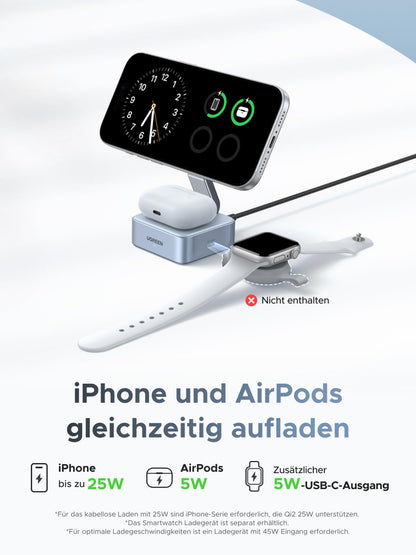 UGREEN MagFlow 2-in-1 MagSafe Qi2 Ladegerät 25W