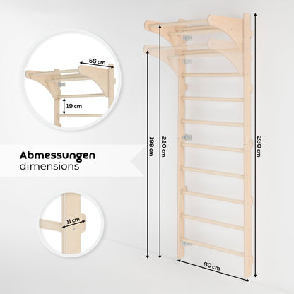 Holz-Sprossenwand Klimmzugstange Erwachsene – 230 cm