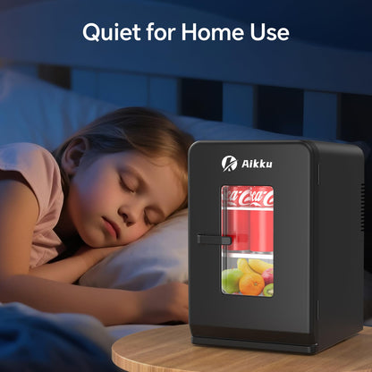 Aikku Mini-Kühlschrank 15L mit Kühl- und Wärmefunktion, Schwarz