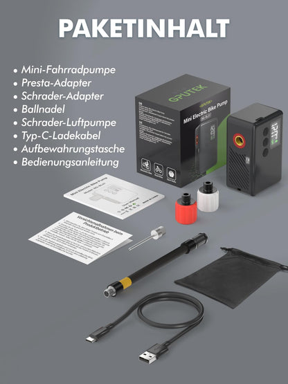 GPUTEK BL01 Elektrische Fahrradpumpe 120 PSI mit Digital-Druckmesser