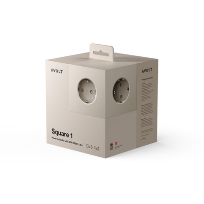 Avolt Square 1 Steckdosenwürfel - Nomad Sand USB-C 1.8m