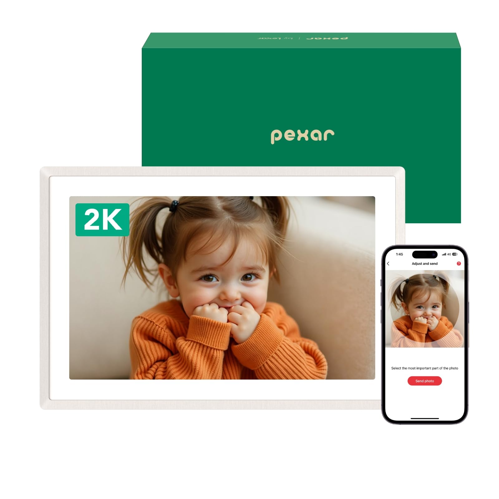 Lexar pexar 11 Zoll 2K Digitaler Bilderrahmen Wi-Fi Touchscreen. Rechteckig, zeigt kabellos hochauflösende Fotos und Videos.
