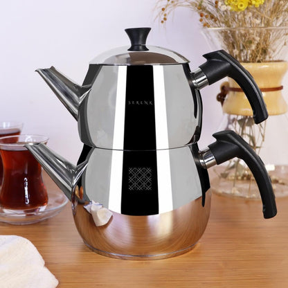 Serenk Caydanlik Teekannen-Set Edelstahl 2-teilig 1 L + 1,5 L