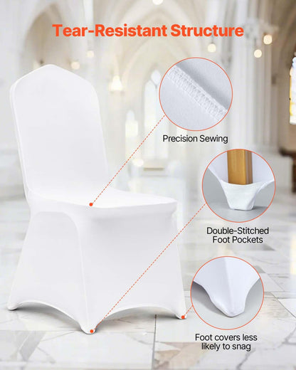 VEVOR Stuhlhussen Weiss – für Schalenstühle 50 Stk. Stretch
