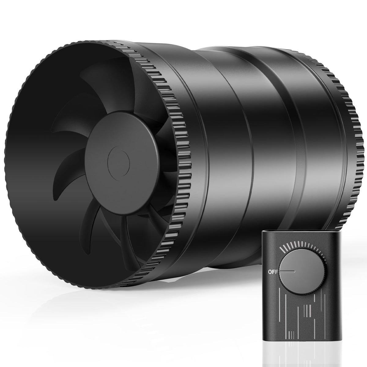 Hon&Guan Rohrventilator 150 mm regelbar, 587 m³/h, Schwarz – Kunststoffgehäuse, für Wand- und Rohrmontage