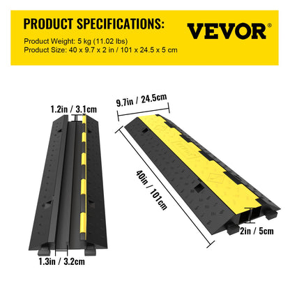VEVOR Kabelbrücke Gummi-PVC 2-Kanal – Schwarz-Gelb