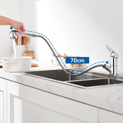 Auralum Küchenarmatur ausziehbar mit Brause, 360° schwenkbar, Chrom