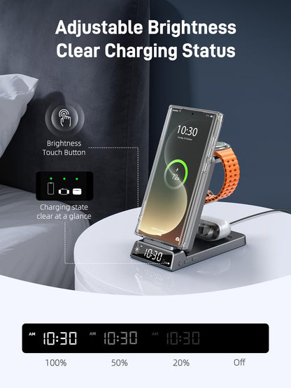 Elecdov 3-in-1 kabellose Ladestation, magnetisch für Samsung