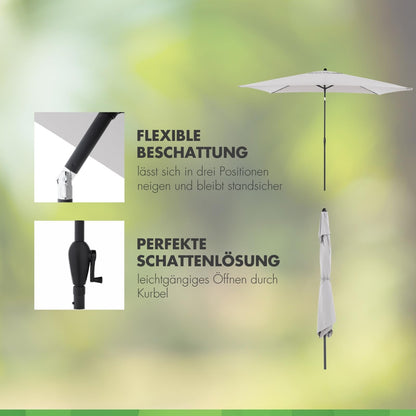 Doppler Jack Sonnenschirm 300 x 200 cm hellgrau, knickbar mit Kurbel
