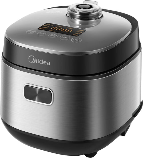 Midea Digitaler Reiskocher 2L Klein Multicooker – Schwarz/Silber. Schwarzer/silberner Reiskocher. Kocht digital Reis und bereitet Speisen präzise zu.