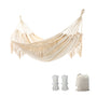 YAERSI Hängematte Boho Makramee 2 Personen bis 204 kg mit Tragetasche, beige mit handgewebten Quasten