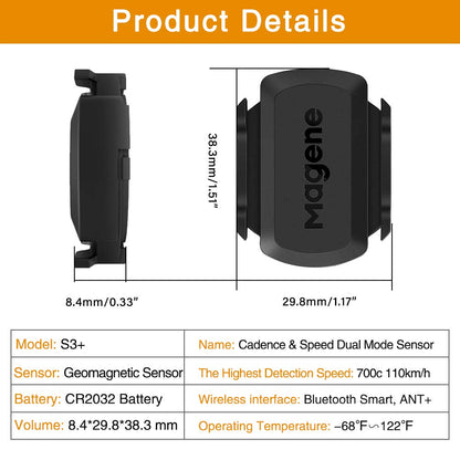 Magene S3+ Geschwindigkeits- und Trittfrequenzsensor, 2er-Set