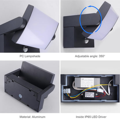 Klighten 24W Aussenwandleuchte mit Bewegungsmelder - Anthrazit 4000K