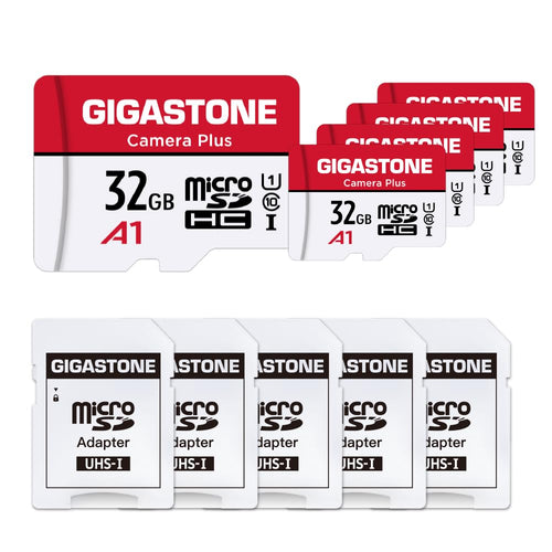 GIGASTONE MicroSDHC Speicherkarte 32GB UHS-I, 5er-Pack + SD-Adapter mit Aufbewahrungsbox
