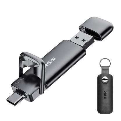 SSK Externe SSD 256GB, Dual USB-C + USB-A 3.2 Gen2, SD301 mit Zinklegierungsgehäuse