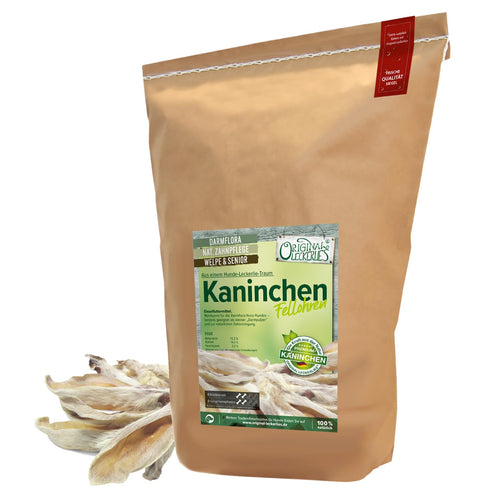 Original Leckerlies Kaninchenohren mit Fell 2 kg Hundesnack, schonend getrocknet und naturbelassen