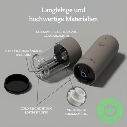 TLYSXPRO Salz- und Pfeffermühle elektrisch, 2er Set, USB, Greige