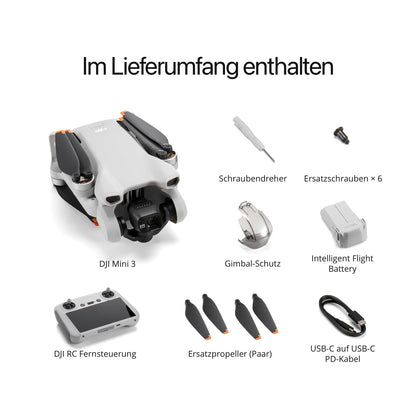 DJI Mini 3 (DJI RC) – faltbare Mini Drohne mit 4K-Kamera, unter 249 g